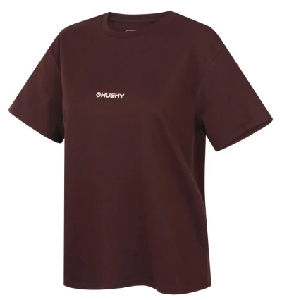 Husky Tee Stamp L brown dámské bavlněné triko