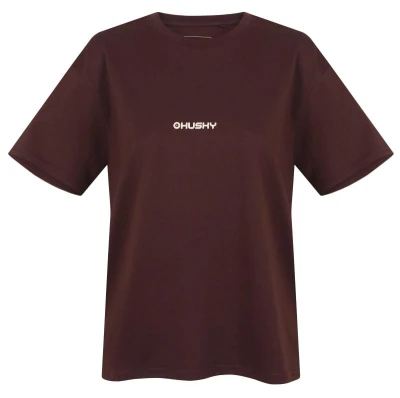 Husky Tee Stamp L brown dámské bavlněné triko