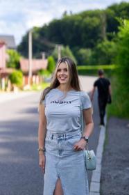 Husky Tee Wild L light grey dámské bavlněné triko