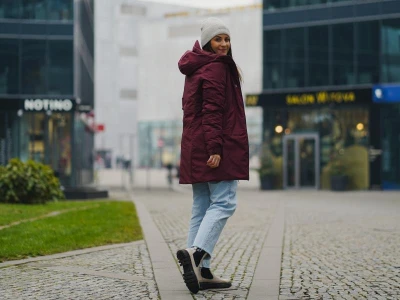 Husky Naveli L dark bordo dámský hardshellový plněný kabát