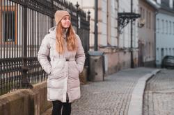 Husky Nerine L beige dámský hardshellový plněný kabát