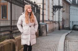 Husky Nerine L beige dámský hardshellový plněný kabát