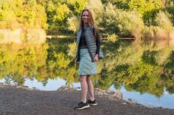 Husky Freez L mustard/dk. grey green dámská oboustranná zimní sukně POUZE L (VÝPRODEJ)