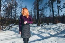 Husky Freez L mustard/dk. grey green dámská oboustranná zimní sukně POUZE L (VÝPRODEJ)