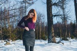 Husky Freez L mustard/dk. grey green dámská oboustranná zimní sukně POUZE L (VÝPRODEJ)