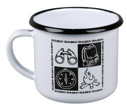 Husky camping biely plechový hrnček