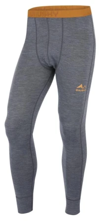 Husky Merea M dark grey/mustard merino termoprádlo kalhoty