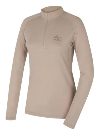 Husky Merow Zip L beige dámske merino tričko Husky Merow Zip L beige dámske merino tričko