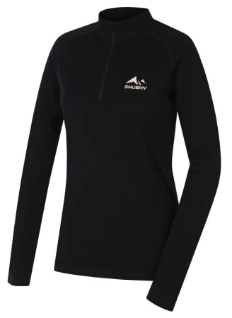 Husky Merow Zip L black dámske merino tričko Husky Merow Zip L black dámske merino tričko