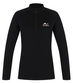 Husky Merow Zip L black dámske merino tričko