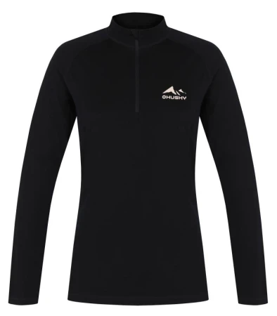 Husky Merow Zip L black dámske merino tričko