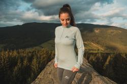 Husky Merow Zip L faded mint merino termoprádlo triko