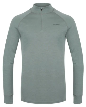 Husky Aron Zip M faded green pánska merino mikina