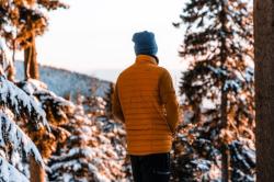 Husky Dresles M orange pánská péřová vesta