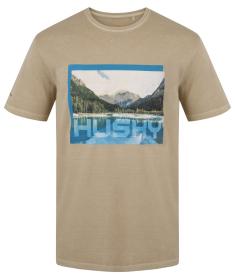 Husky Tee Lake M beige pánské bavlněné triko