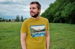 Husky Tee Lake M beige pánské bavlněné triko