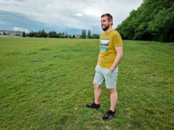 Husky Tee Lake M beige pánske bavlnené tričko