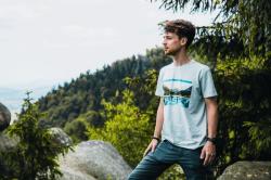 Husky Tee Lake M beige pánske bavlnené tričko