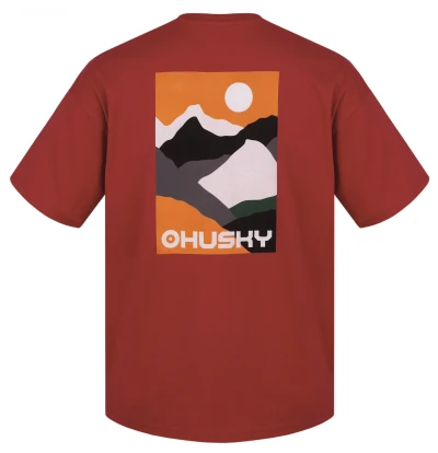 Husky Tee Panorama M dark red pánské bavlněné triko
