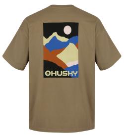 Husky Tee Panorama M light khaki pánské bavlněné triko