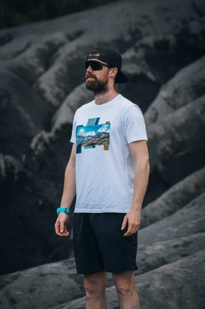 Husky Tee Skyline M white pánské bavlněné triko