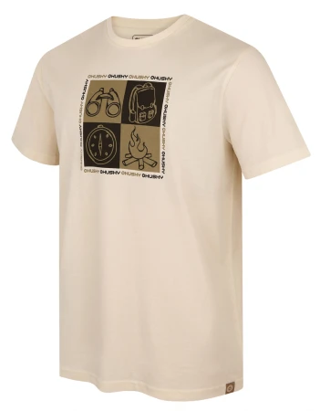 Husky Tee Square M beige pánské bavlněné triko