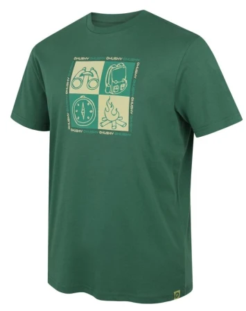 Husky Tee Square M green pánské bavlněné triko