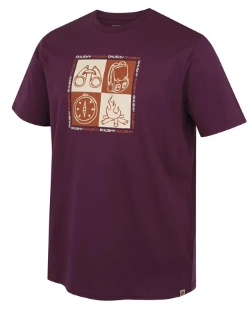Husky Tee Square M purple pánské bavlněné triko