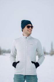 Husky Alan M light grey pánský fleecový svetr na zip