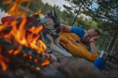 Husky Enjoy long blue/orange syntetický zimní spacák