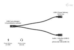 i-tec USB-C Cable Splitter Audio/Data + Power Delivery 100W i-tec USB-C Cable Splitter Audio/Data + Power Delivery 100W