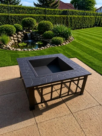 IGNIRA Čtvercové kryté ohniště PIT-008 80 cm s odkládací plochou