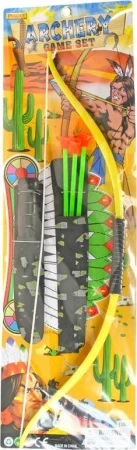 Indiánský set luk 50cm se 3 šípy a nožem plast na kartě Indiánský set luk 50cm se 3 šípy a nožem plast na kartě