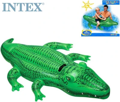 Intex Aligátor nafukovací 168x86cm dětské plavidlo s držadlem do vody 58546