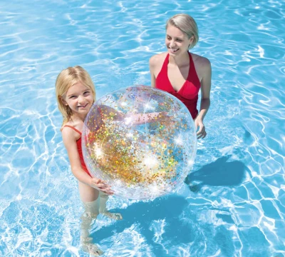 Intex Balón Glitter nafukovací flitrový 71cm míč s třpytkami do vody 2 barvy 58070