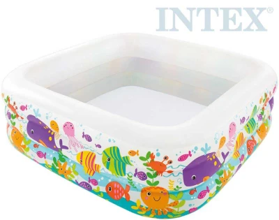 Intex Bazén dětský nafukovací Oceán 159x159x50cm čtverec 3 komory