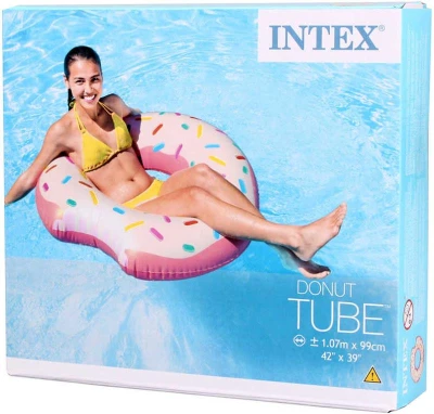 Intex Kruh plavací donut růžový 107cm nafukovací dětské kolo do vody 56265