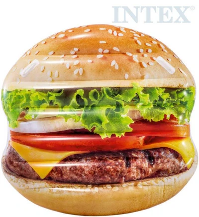 Intex Lehátko nafukovací Hamburger 145x142cm matrace s úchyty na vodu 58780