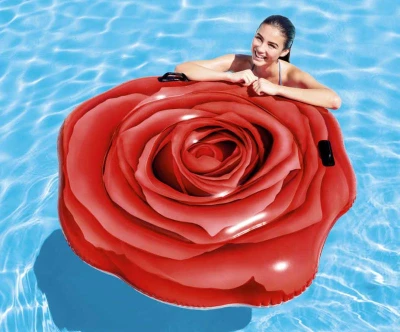Intex Lehátko nafukovací Rudá růže 137x132cm matrace s úchyty na vodu 58783