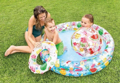 Intex Set nafukovací bazén 114x25cm s míčem a plavacím kolem do vody 59460
