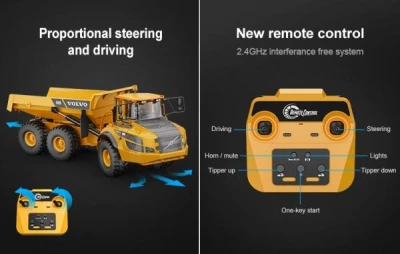 IQ models DoubleE RC kloubový dumper VOLVO A40G 1:20 56 cm 6WD LED zvuky RTR sada