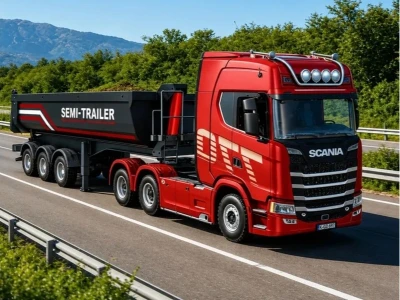 IQ models 1:18 černý RC sklápěcí návěs s korbou k tahači Scania 770