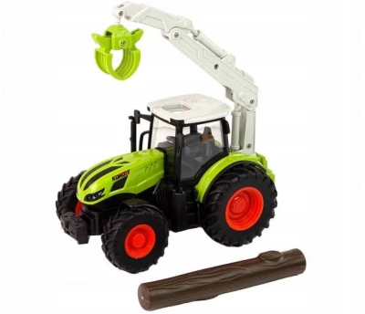 IQ models zelený RC traktor s drapákem na nakládání dřeva