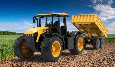 IQ models JCB Fastrac 4220 žlutý set RC traktoru, obraceče sena a ohrady