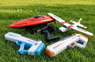 IQ models Velký letní set - RC člun Rapid 9, RC letadlo Cessna a vodní pistole