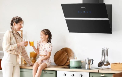 IsEasy TV1360D4-CC-I2 černý kuchyňský odsavač par
