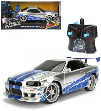 Jada RC Auto Nissan Skyline GT-R 1:24 Rychle a zběsile na vysílačku 2,4GHz na baterie Jada RC Auto Nissan Skyline GT-R 1:24 Rychle a zběsile na vysílačku 2,4GHz na baterie
