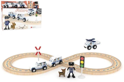 JADORE DREVO Policajný herný set s koľajami 25 dielikov (drevená hračka) JADORE DREVO Policajný herný set s koľajami 25 dielikov (drevená hračka)