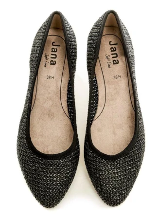 Jana Soft Line 8-22172-42 černé dámské baleríny šíře H
