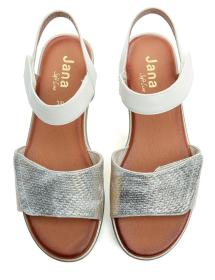 Jana 8-28265-42 bílo zlaté dámské sandály šíře H